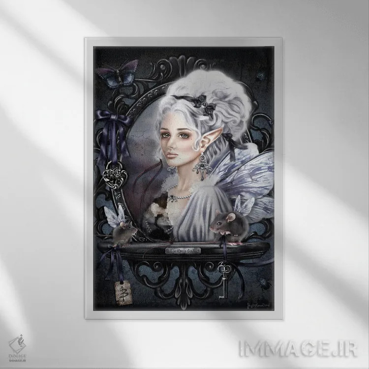 تابلو بانوی خاکستری اثر بریگید اشوود - نمای قابدار سفید