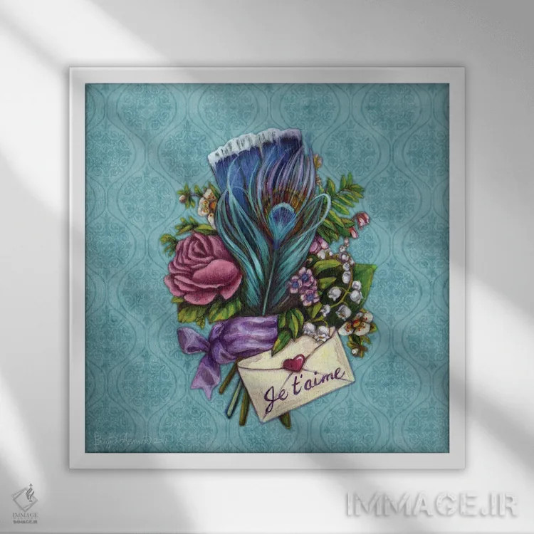 تابلو دستهگل عشق اثر بریگید اشوود - نمای قابدار سفید