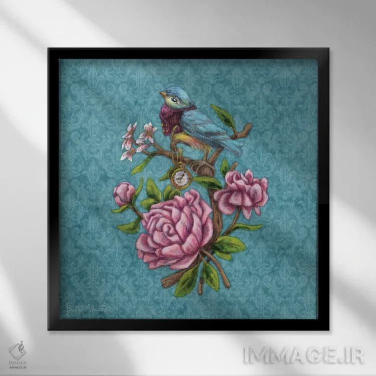 تابلو زمان میگذرد اثر بریگید اشوود - نمای قابدار مشکی