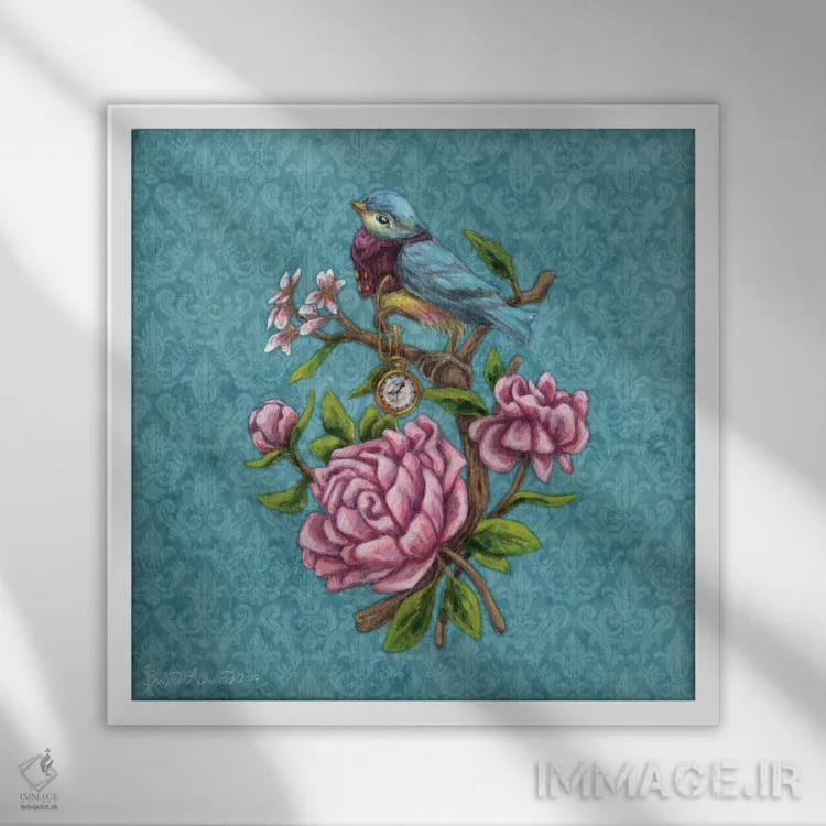 تابلو زمان میگذرد اثر بریگید اشوود - نمای قابدار سفید