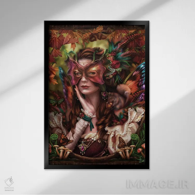 تابلو ملکه پاییز اثر بریگید اشوود - نمای قابدار مشکی