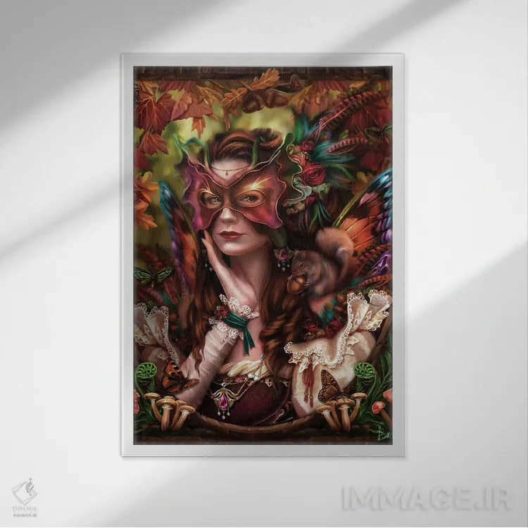 تابلو ملکه پاییز اثر بریگید اشوود - نمای قابدار سفید