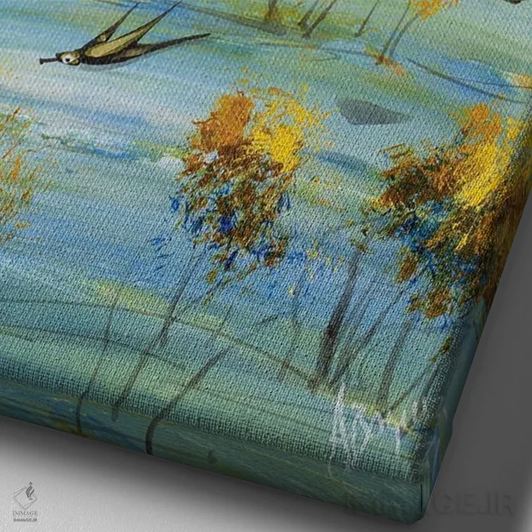 تابلو تا جایی که میتوانیم اوج بگیریم اثر آدام بوگوش - نمای نزدیک بافت بوم