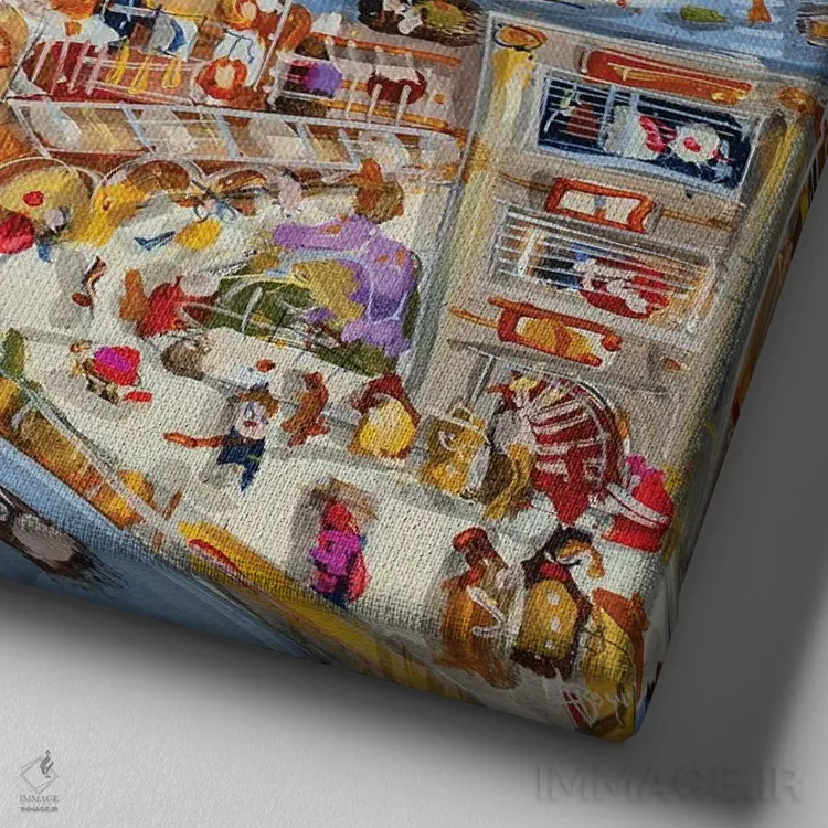 تابلو پرواز شهری اثر آدام بوگوش - نمای نزدیک بافت بوم