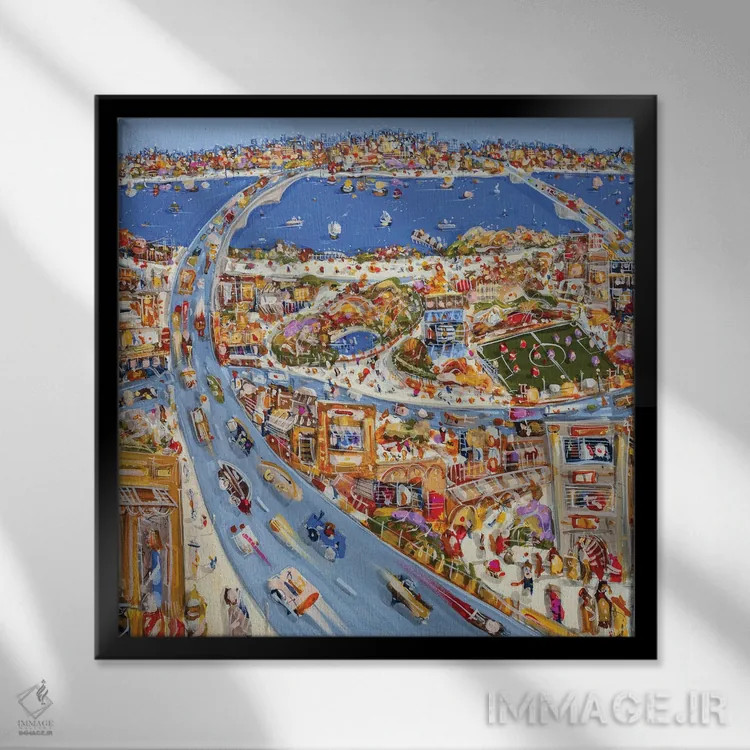 تابلو پرواز شهری اثر آدام بوگوش - نمای قابدار مشکی