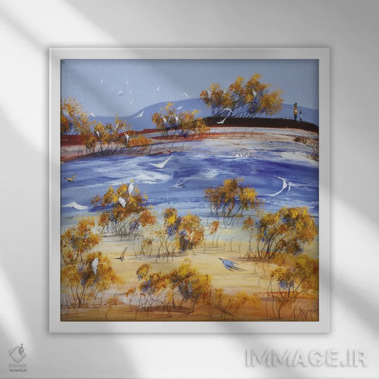 تابلو تماشای آب اثر آدام بوگوش - نمای قابدار سفید