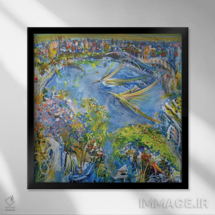 تابلو وقتی با هم پرواز میکنیم اثر آدام بوگوش - نمای قابدار مشکی