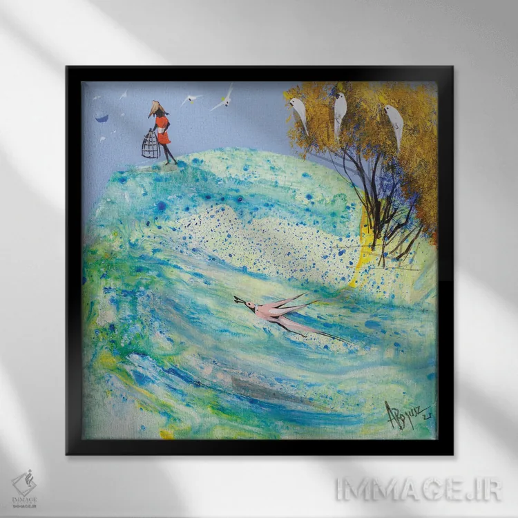 تابلو آبی وحشی اثر آدام بوگوش - نمای قابدار مشکی