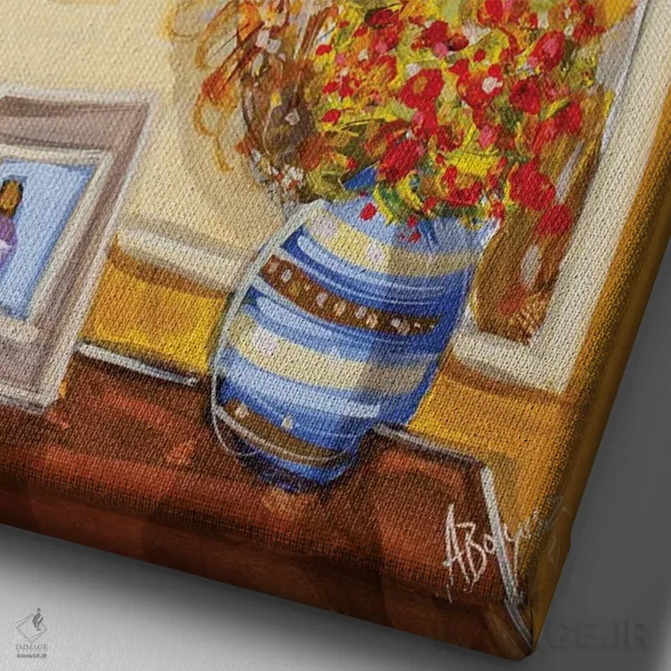 تابلو گلهایی برای تو اثر آدام بوگوش - نمای نزدیک بافت بوم
