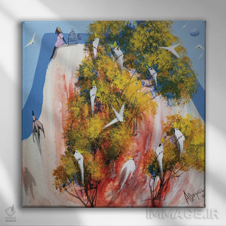 تابلو آزاد چون پرنده اثر آدام بوگوش - نمای روبهرو روی دیوار