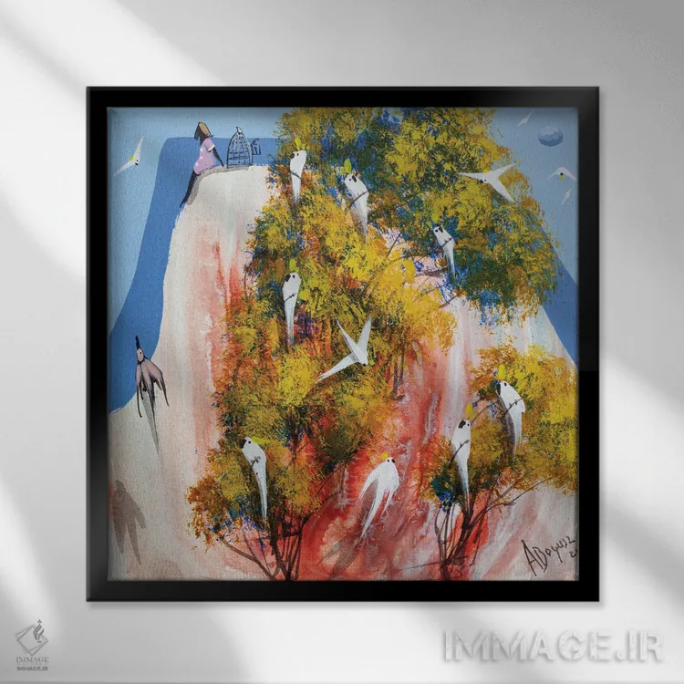 تابلو آزاد چون پرنده اثر آدام بوگوش - نمای قابدار مشکی