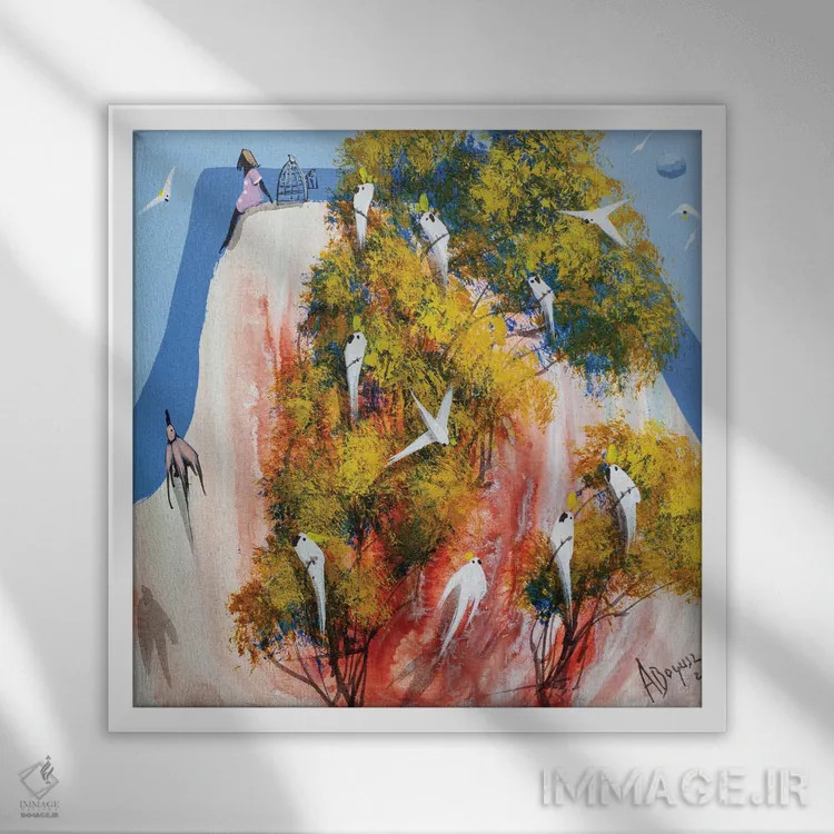 تابلو آزاد چون پرنده اثر آدام بوگوش - نمای قابدار سفید