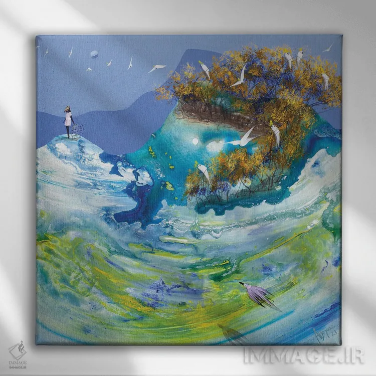 تابلو بر فراز آبهای پرتلاطم اثر آدام بوگوش - نمای روبهرو روی دیوار