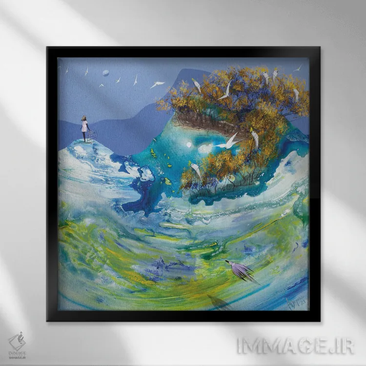 تابلو بر فراز آبهای پرتلاطم اثر آدام بوگوش - نمای قابدار مشکی