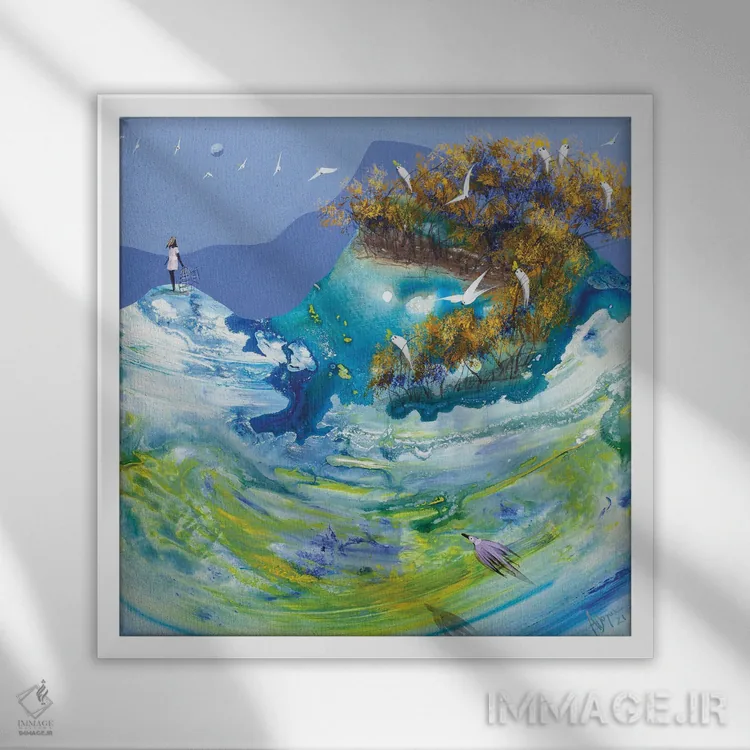 تابلو بر فراز آبهای پرتلاطم اثر آدام بوگوش - نمای قابدار سفید