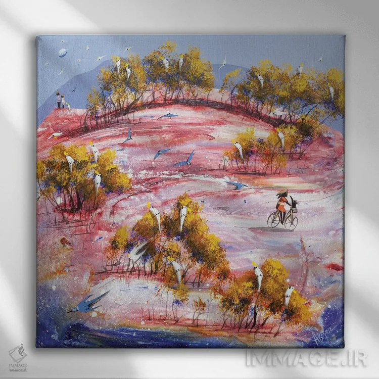 تابلو او در راه است اثر آدام بوگوش - نمای روبهرو روی دیوار