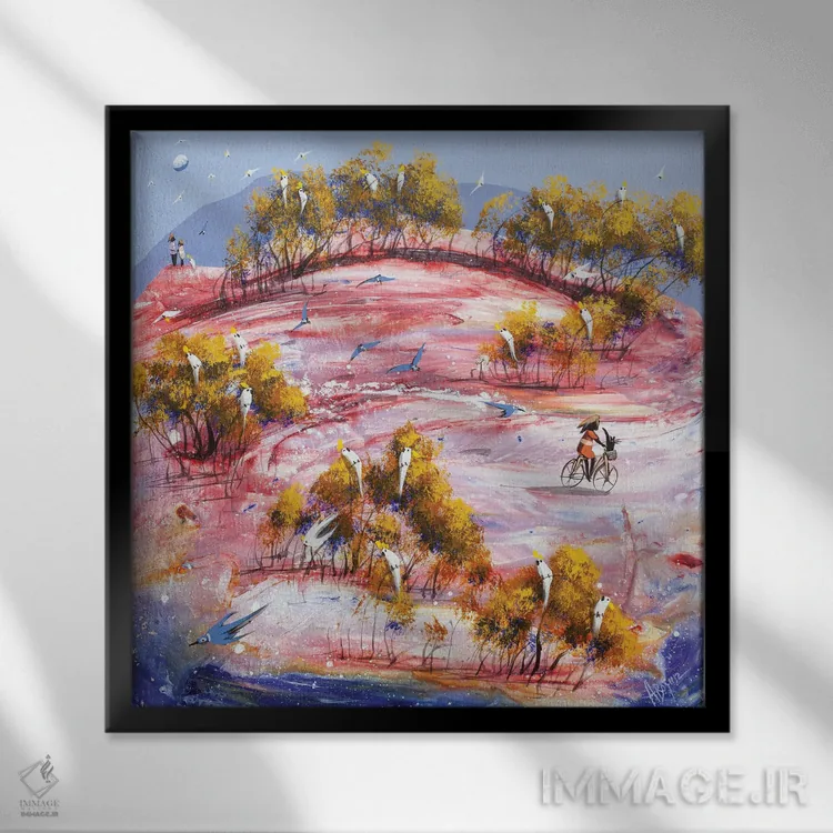 تابلو او در راه است اثر آدام بوگوش - نمای قابدار مشکی