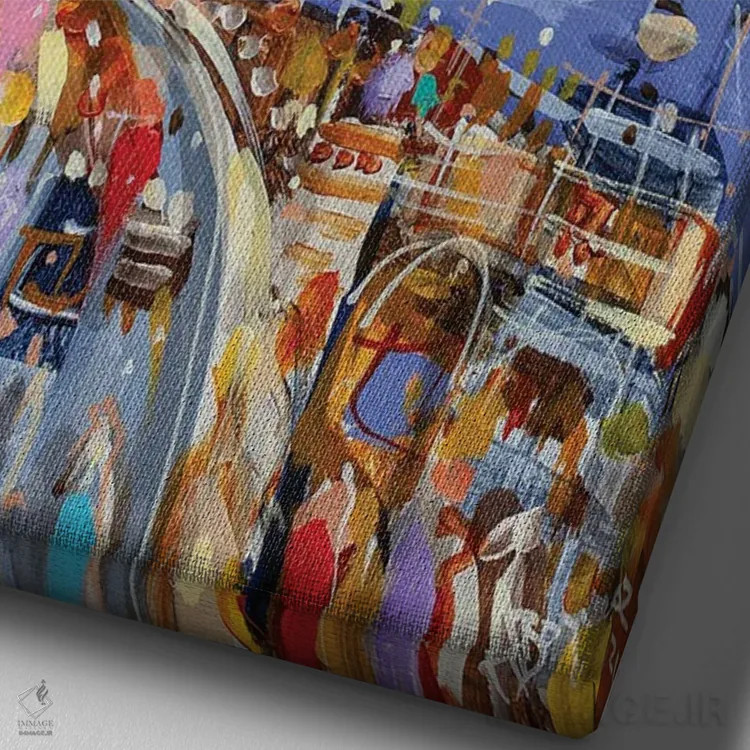 تابلو رودخانهٔ یکشنبه اثر آدام بوگوش - نمای نزدیک بافت بوم