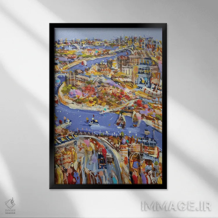 تابلو رودخانهٔ یکشنبه اثر آدام بوگوش - نمای قابدار مشکی