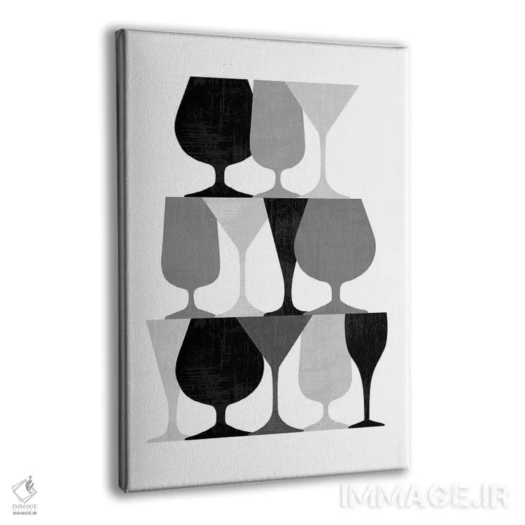 تابلو لیوان نوشیدنی سیاه و سفید اثر بث بوردلون - نمای پرسپکتیو محصول