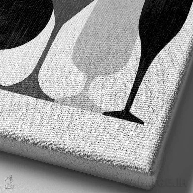 تابلو لیوان نوشیدنی سیاه و سفید اثر بث بوردلون - نمای نزدیک بافت بوم