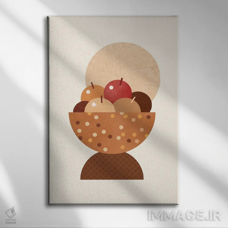 تابلو کاسهٔ میوه بوهو اثر بث بوردلون - نمای روبهرو روی دیوار