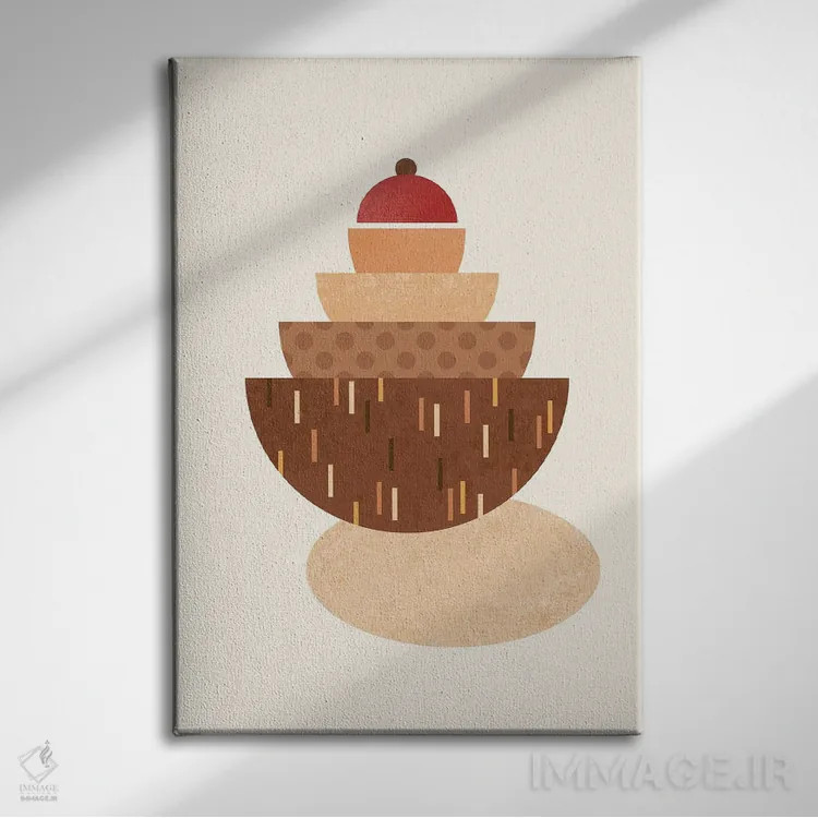 تابلو کاسههای تو در تو بوهو اثر بث بوردلون - نمای روبهرو روی دیوار