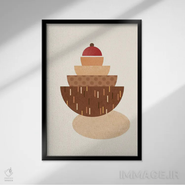 تابلو کاسههای تو در تو بوهو اثر بث بوردلون - نمای قابدار مشکی