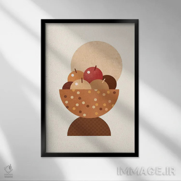 تابلو کاسهٔ میوه بوهو اثر بث بوردلون - نمای قابدار مشکی