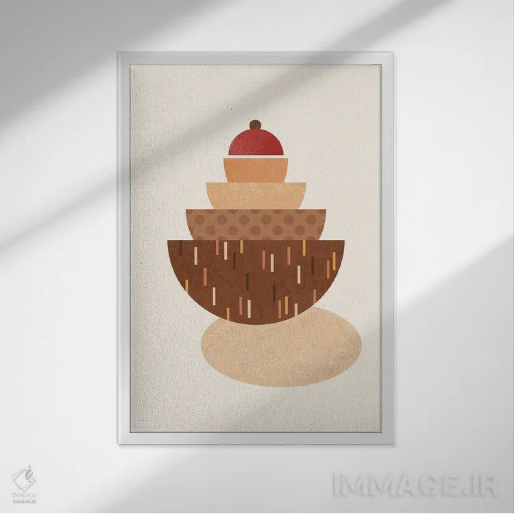 تابلو کاسههای تو در تو بوهو اثر بث بوردلون - نمای قابدار سفید