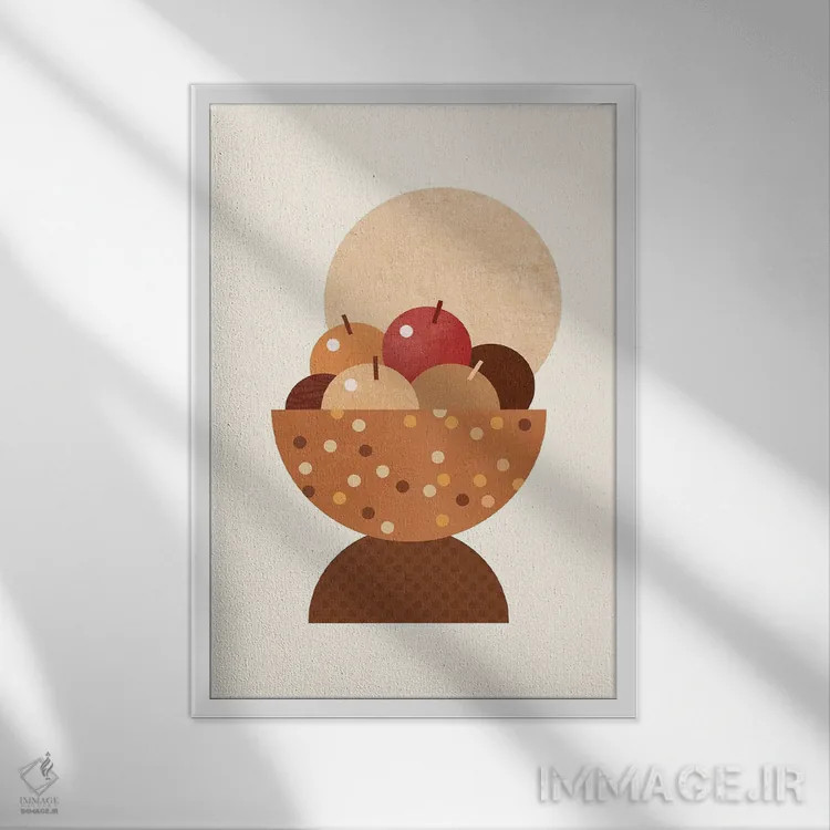 تابلو کاسهٔ میوه بوهو اثر بث بوردلون - نمای قابدار سفید