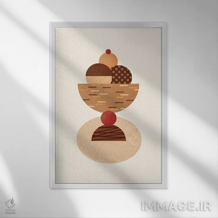 تابلو کاسه بستنی بوهو اثر بث بوردلون - نمای قابدار سفید