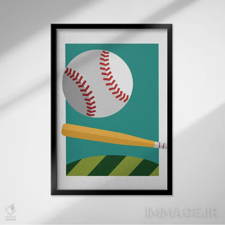 تابلو هوم ران (بیسبال) اثر بث بوردلون - نمای قابدار مشکی