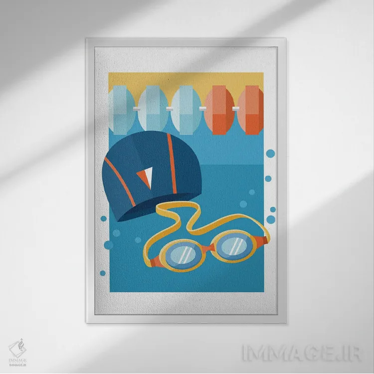 تابلو فقط به شنا ادامه بده اثر بث بوردلون - نمای قابدار سفید