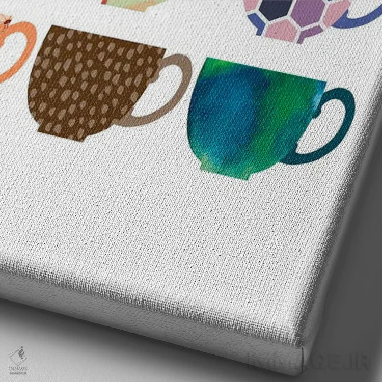 تابلو مجموعهای از فنجانها اثر بث بوردلون - نمای نزدیک بافت بوم