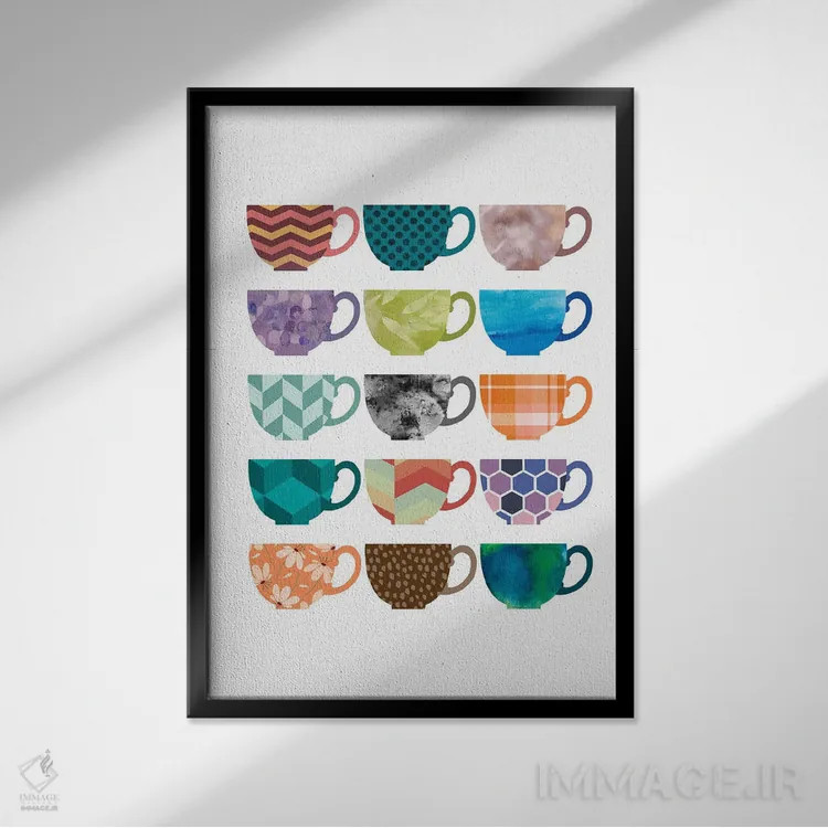 تابلو مجموعهای از فنجانها اثر بث بوردلون - نمای قابدار مشکی