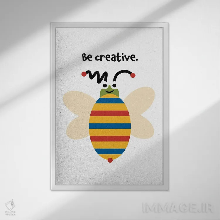 تابلو زنبور خلاق اثر بث بوردلون - نمای قابدار سفید