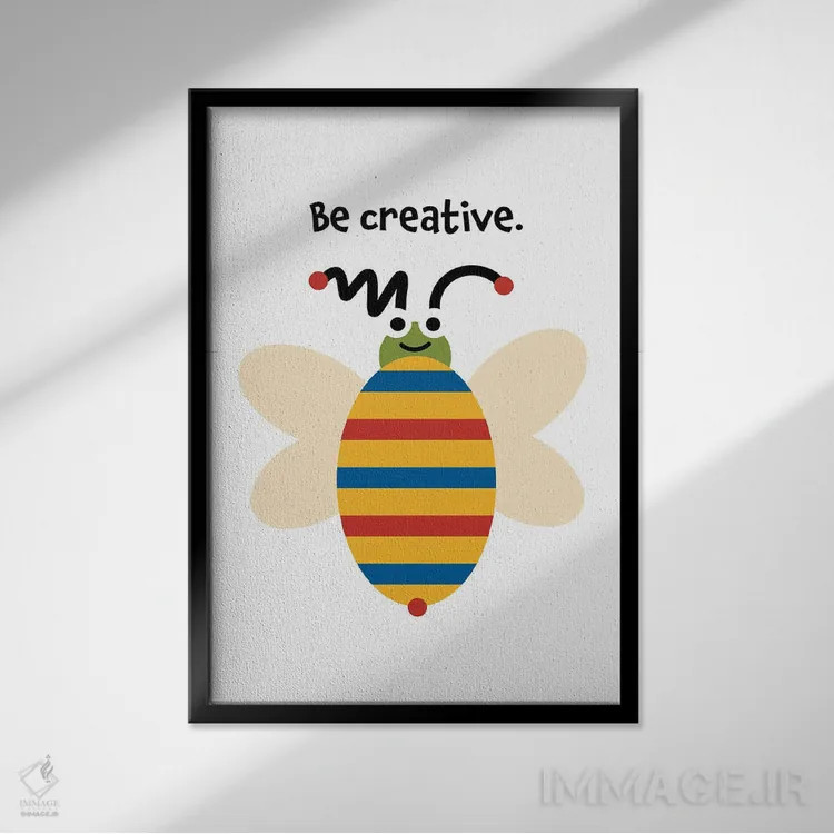 تابلو زنبور خلاق اثر بث بوردلون - نمای قابدار مشکی