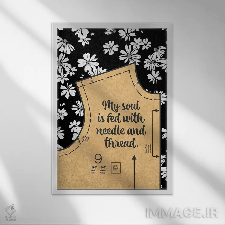 تابلو الگوی دوخت بالاتنه اثر بث بوردلون - نمای قابدار سفید