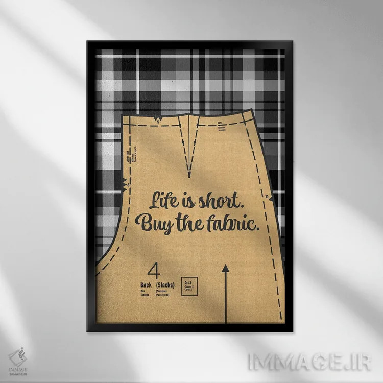 تابلو الگوی دوخت شلوار اثر بث بوردلون - نمای قابدار مشکی