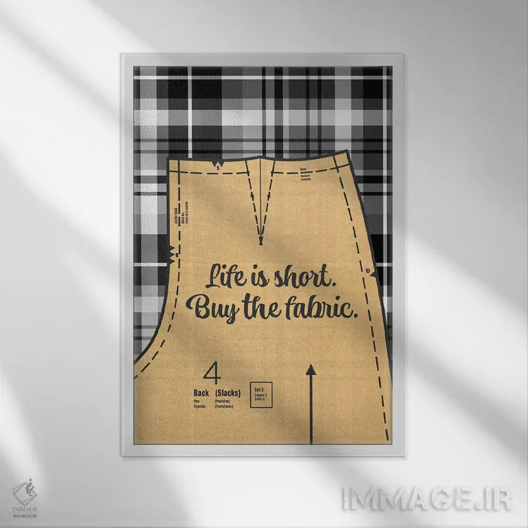 تابلو الگوی دوخت شلوار اثر بث بوردلون - نمای قابدار سفید