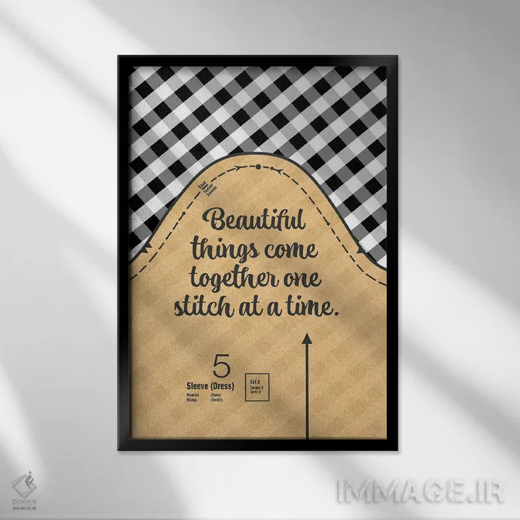 تابلو الگوی دوخت آستین اثر بث بوردلون - نمای قابدار مشکی