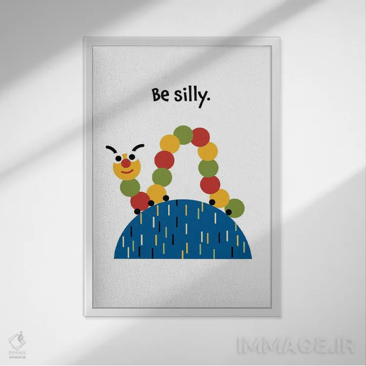 تابلو کرم ابریشم بازیگوش اثر بث بوردلون - نمای قابدار سفید