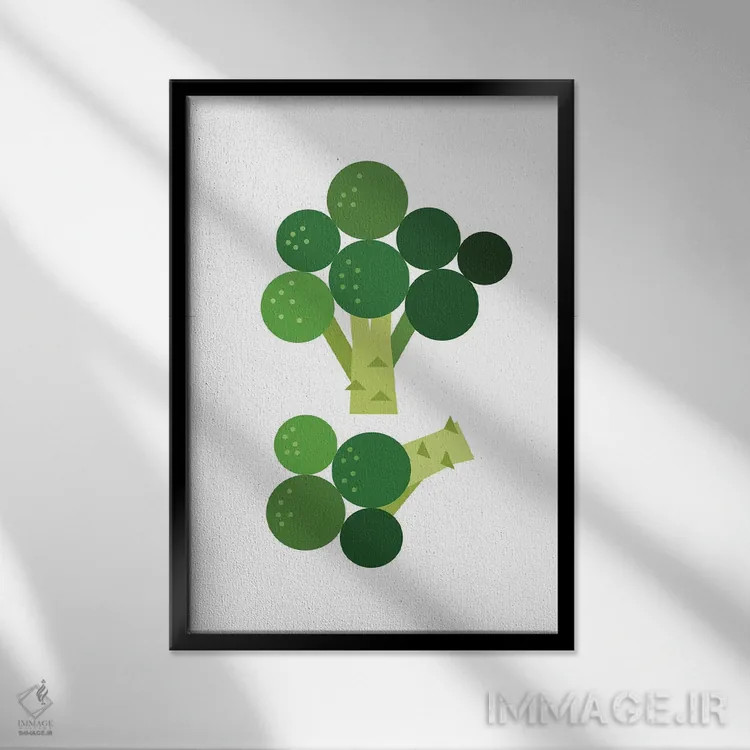 تابلو بروکلی گرافیکی اثر بث بوردلون - نمای قابدار مشکی