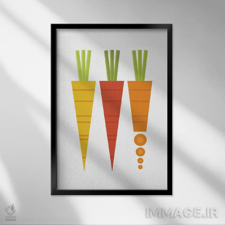 تابلو هویج گرافیکی اثر بث بوردلون - نمای قابدار مشکی