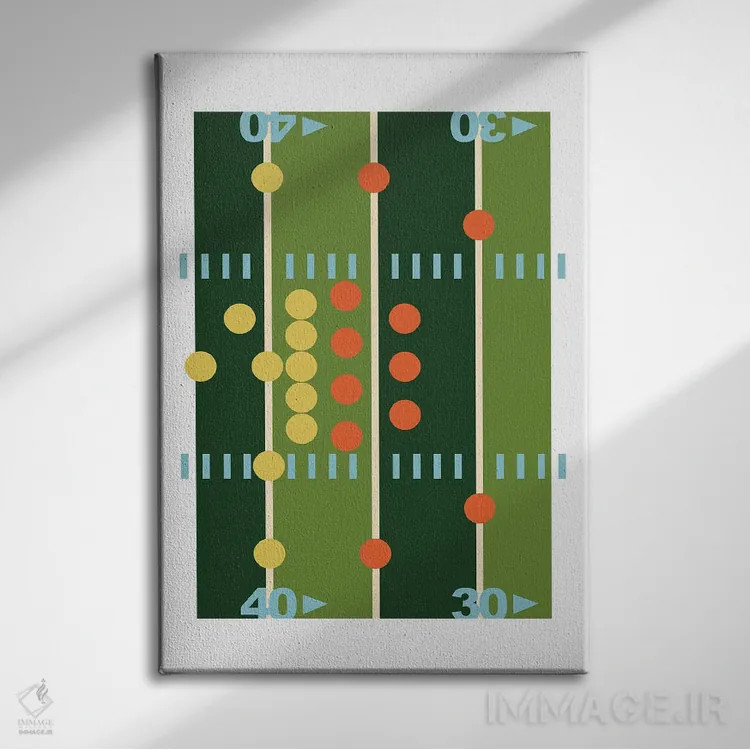 تابلو هنر مدرن زمین فوتبال اثر بث بوردلون - نمای روبهرو روی دیوار
