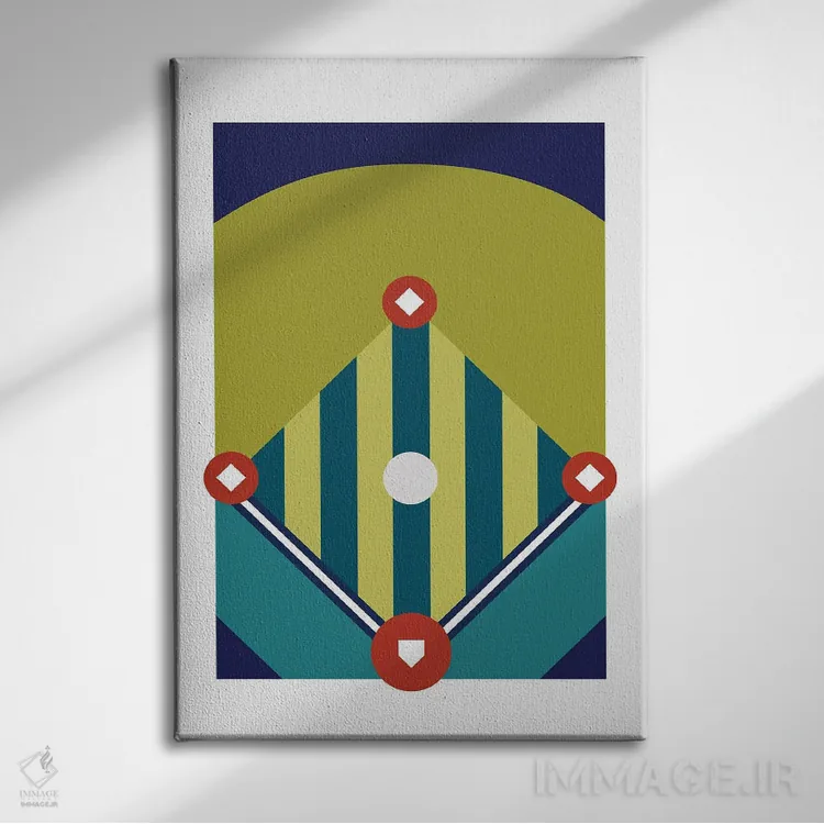 تابلو هنر مدرن زمین بیسبال اثر بث بوردلون - نمای روبهرو روی دیوار