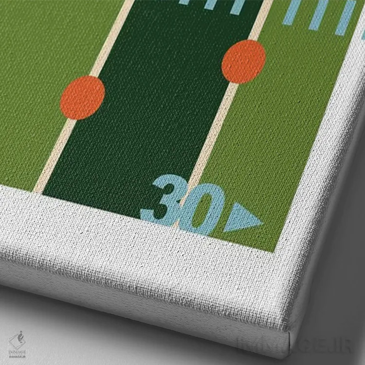 تابلو هنر مدرن زمین فوتبال اثر بث بوردلون - نمای نزدیک بافت بوم