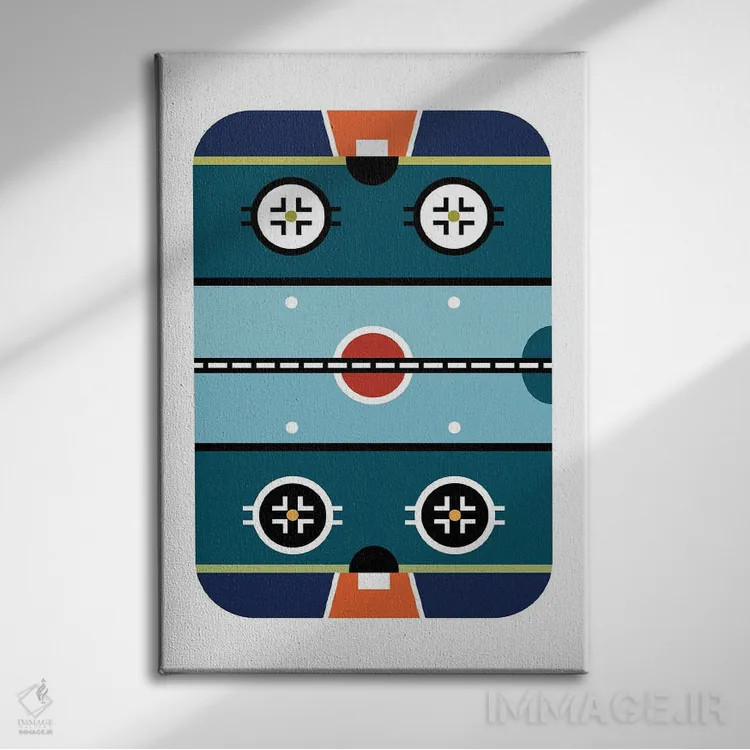 تابلو هنر مدرن زمین هاکی اثر بث بوردلون - نمای روبهرو روی دیوار