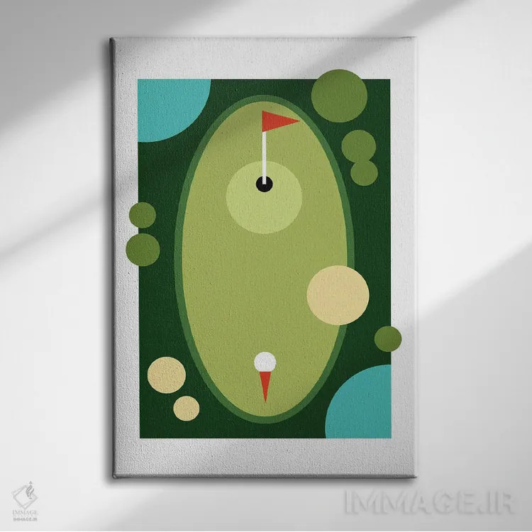 تابلو هنر مدرن زمین گلف اثر بث بوردلون - نمای روبهرو روی دیوار